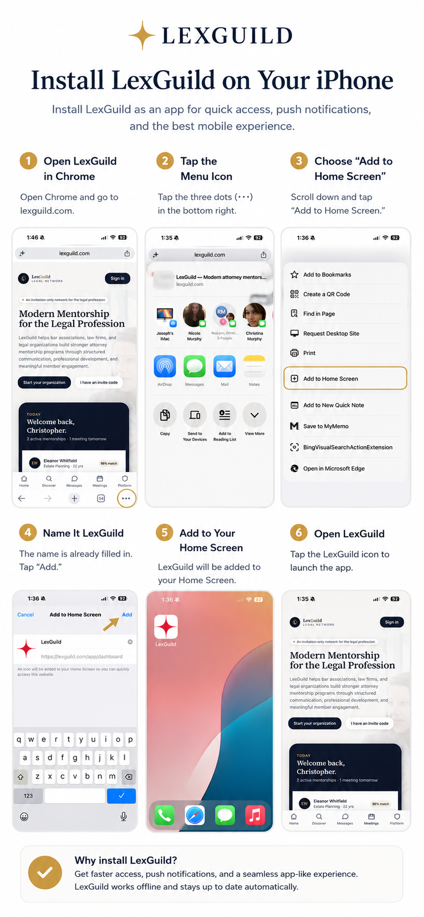 Install LexGuild on iPhone using Chrome — step-by-step screenshots