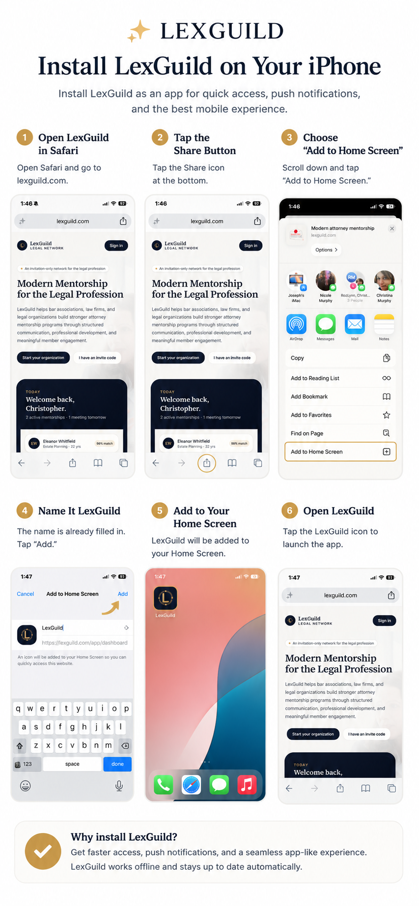 Install LexGuild on iPhone using Safari — step-by-step screenshots