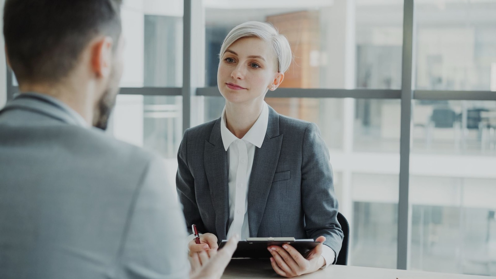 Attorney meeting with a client