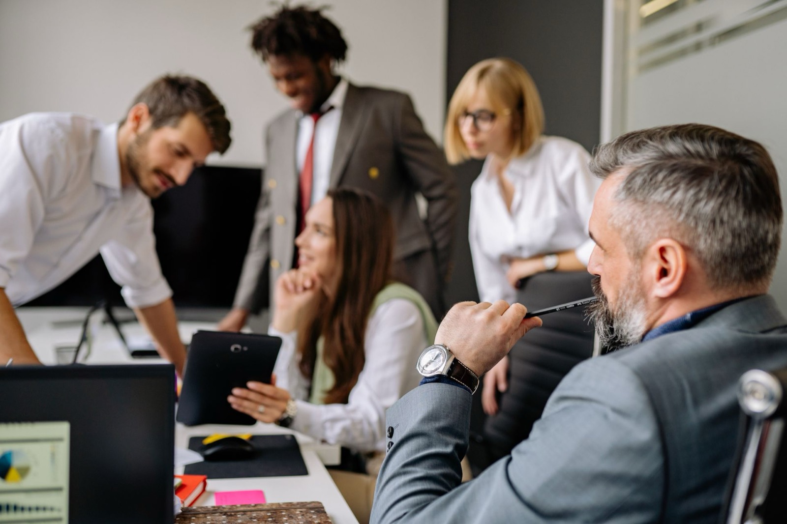 Legal team collaborating together